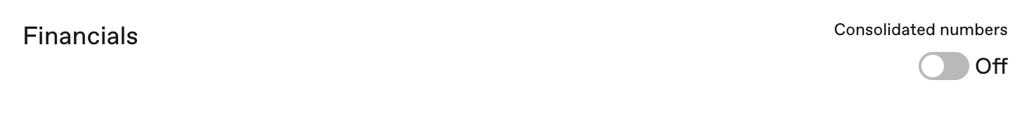Financials toggle