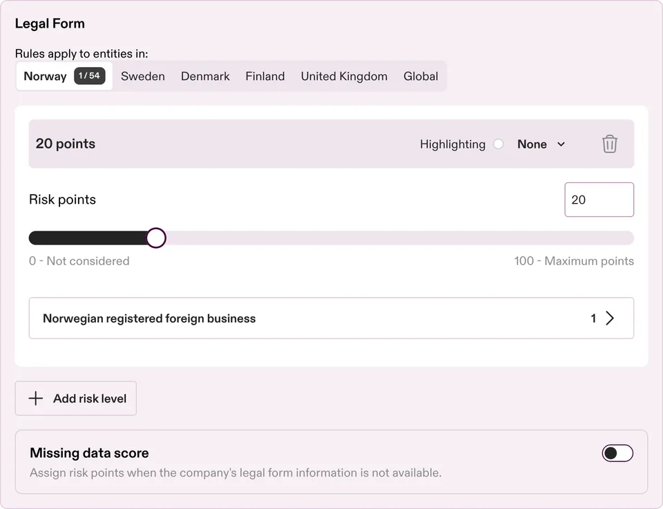 Legal form risk points
