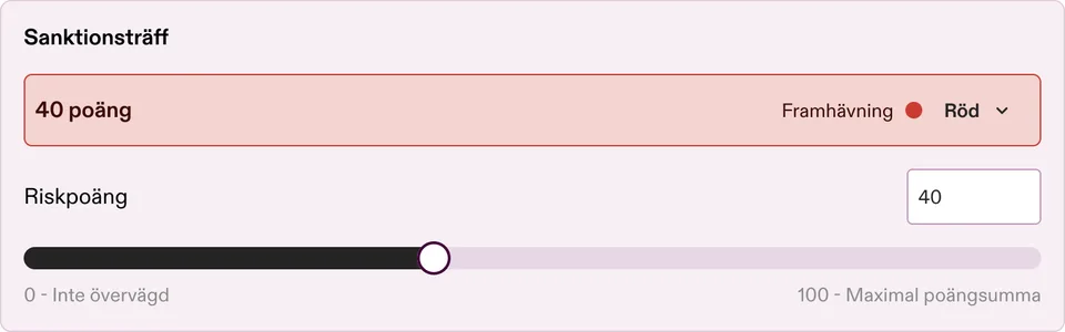 Riskpoäng för sanktioner