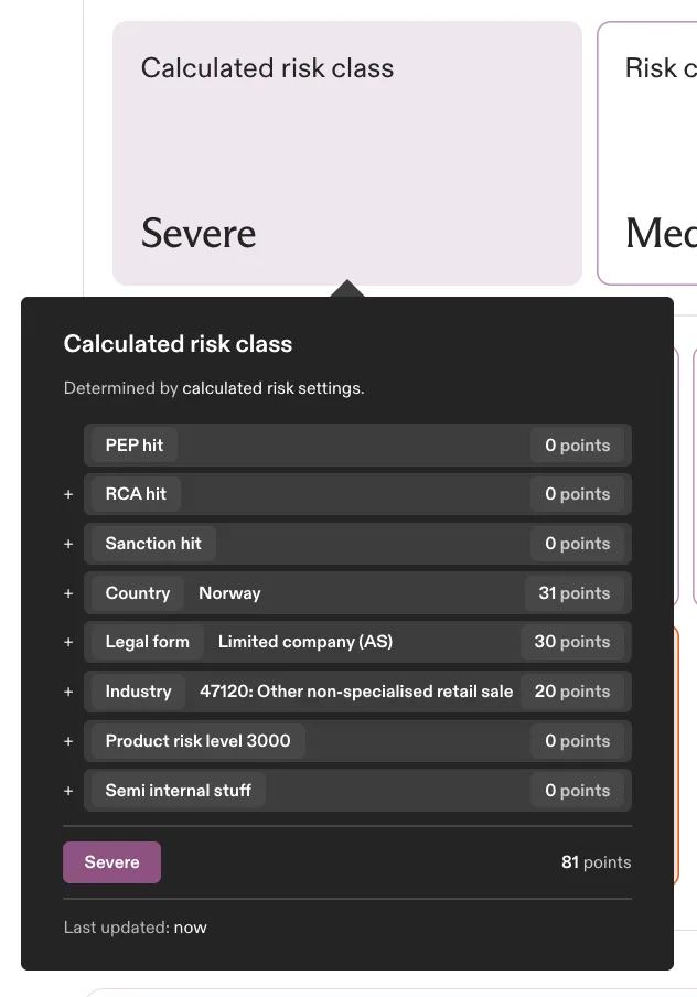 The previous hover breakdown: a plain-text list of categories and points