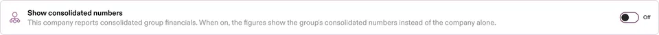 Financials toggle
