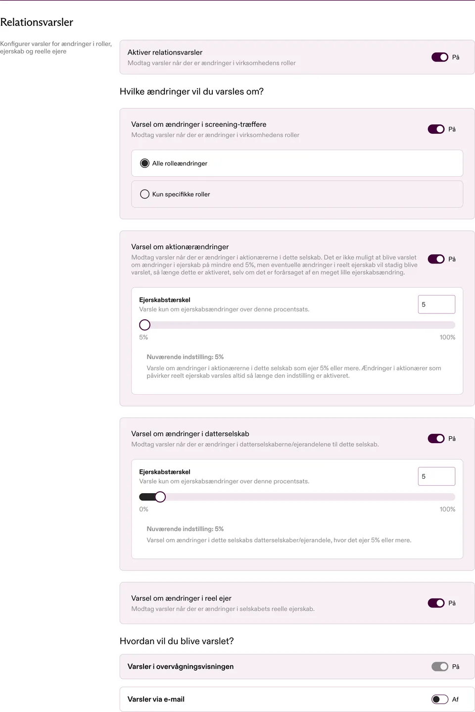 Indstillinger for relationsadvarsler