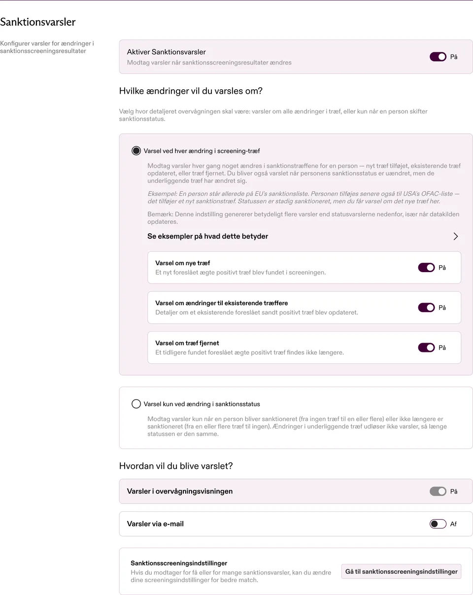 Indstillinger for sanktionsadvarsler