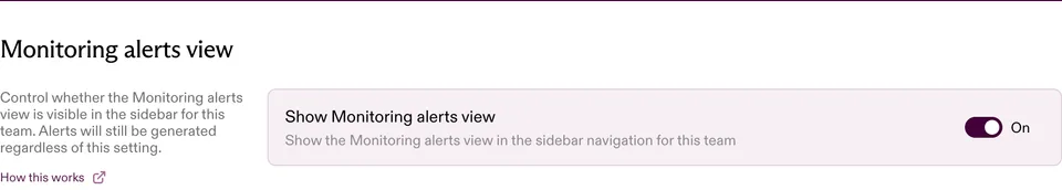 Show Monitoring Alerts view toggle