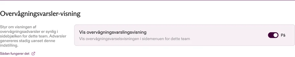 Vis visningen Overvågningsadvarsler-knap