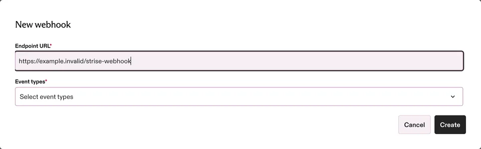 Webhooks page in team settings